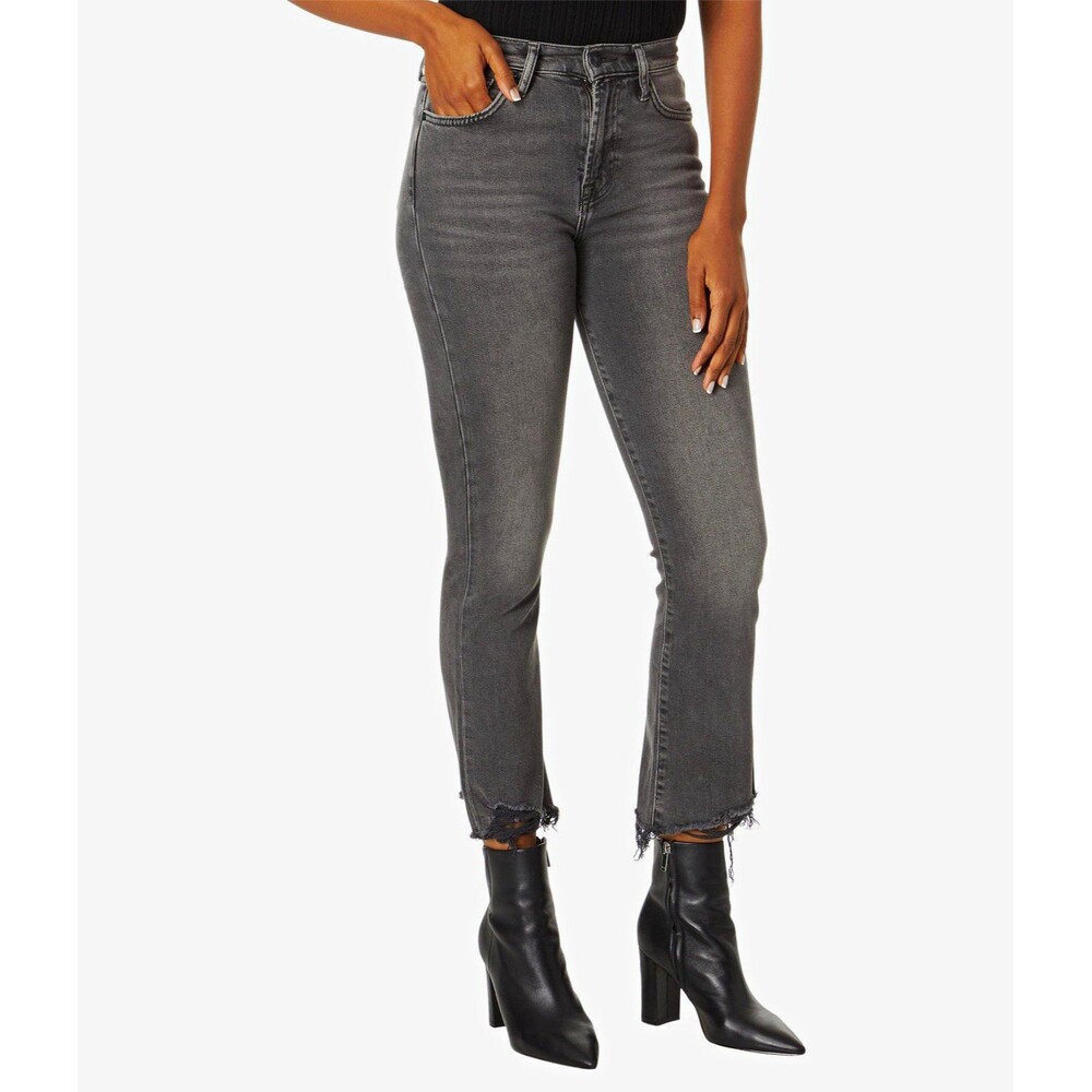 7 For All Mankind Luxe Vintage HW Slim Kick Jeans Raw Hem Gray - Size 29